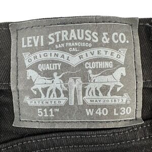 Levi Strauss & Co 511 Mens Jeans Black W40 L30 Slim Fit Cotton Denim